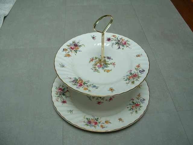 Image 2 of Minton Bone Chine Two tier cake stand