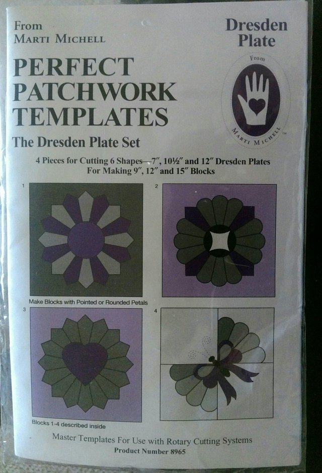Preview of the first image of 4 Dresden Plate Perfect Patchwork Templates (Marti Michell).
