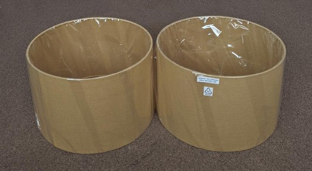 Preview of the first image of Pair Of New 12" Mustard Coloured Lampshades.