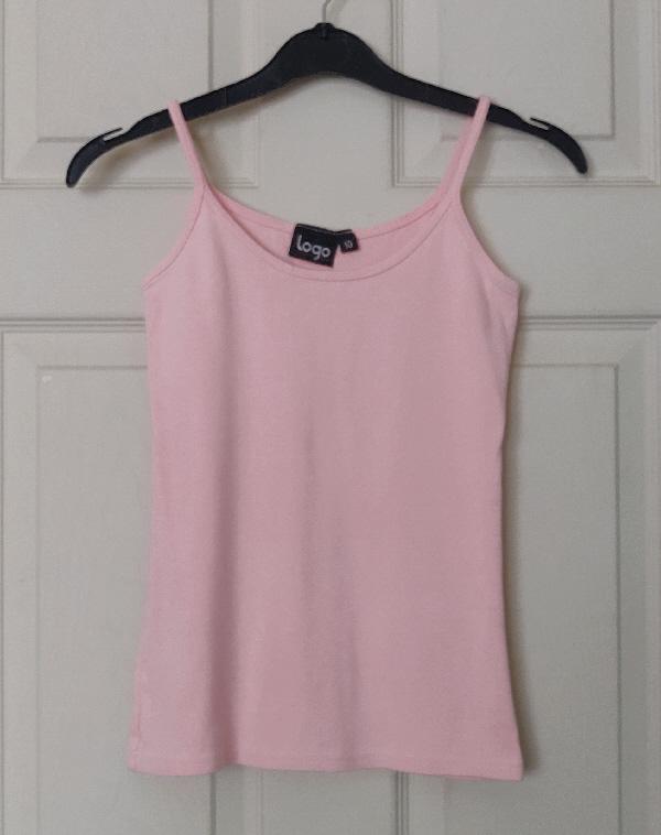 Preview of the first image of Ladies Pale Pink Vest Top By Logo - Size 10.