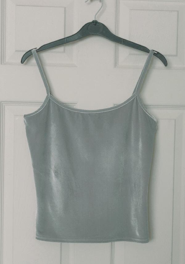 Preview of the first image of Lovely Ladies Grey Velvet Look Top By Next - Size 12.