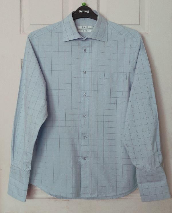 Preview of the first image of Lovely Mens Light Blue Check Shirt By Next - 16.5" collar.