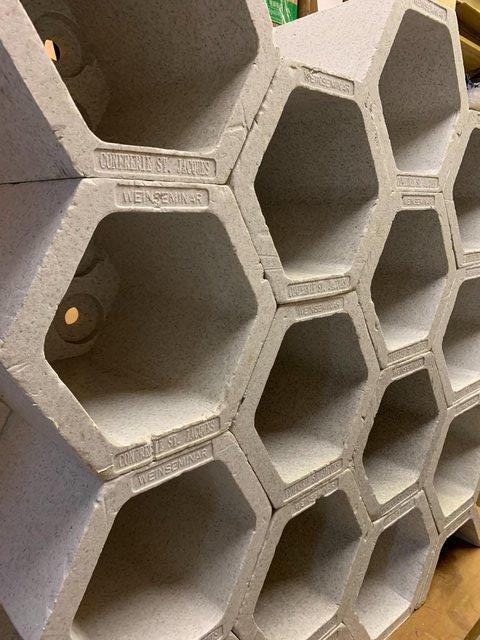 Preview of the first image of 21pc Wine/bottle rack modular honeycomb box system.