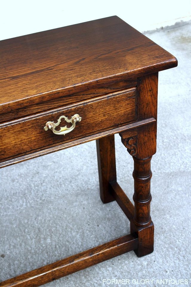 Image 5 of SOLID OAK TWO DRAWER HALL LAMP PHONE CONSOLE TABLE SIDEBOARD