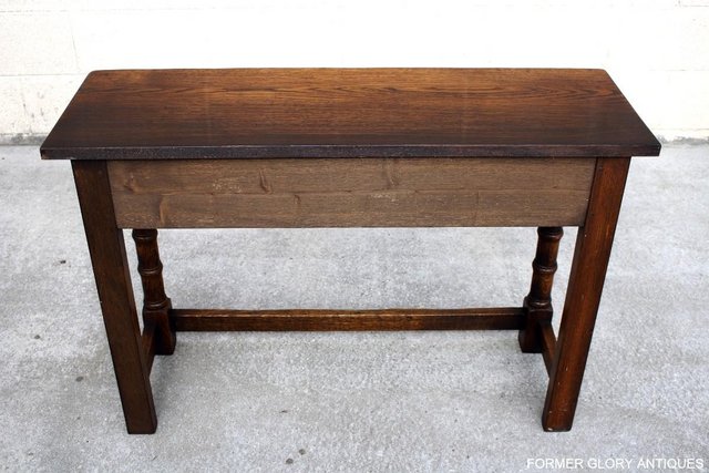 Image 10 of SOLID OAK TWO DRAWER HALL LAMP PHONE CONSOLE TABLE SIDEBOARD