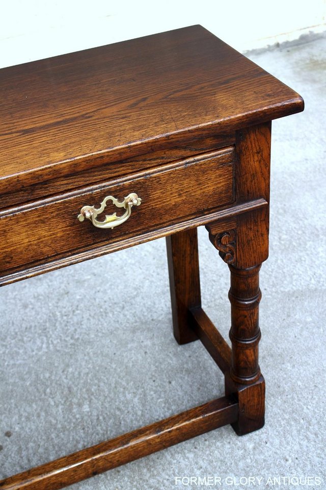 Image 31 of SOLID OAK TWO DRAWER HALL LAMP PHONE CONSOLE TABLE SIDEBOARD