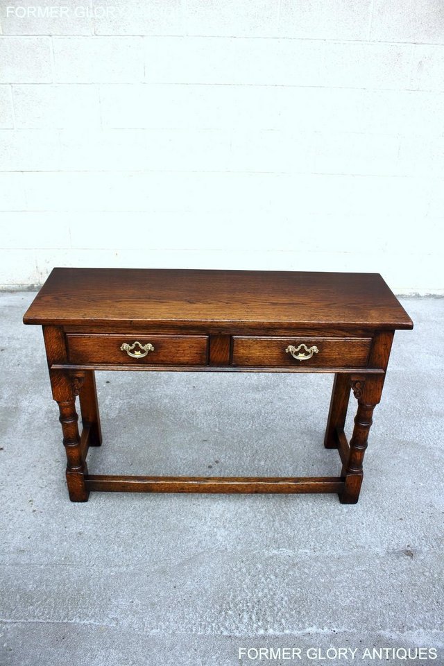 Image 37 of SOLID OAK TWO DRAWER HALL LAMP PHONE CONSOLE TABLE SIDEBOARD