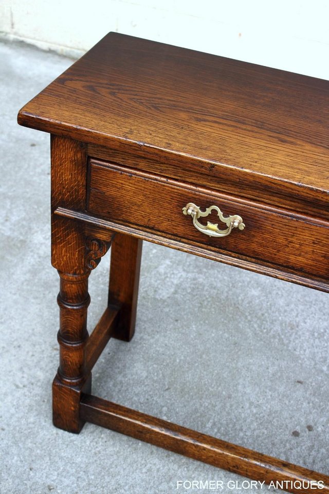 Image 45 of SOLID OAK TWO DRAWER HALL LAMP PHONE CONSOLE TABLE SIDEBOARD