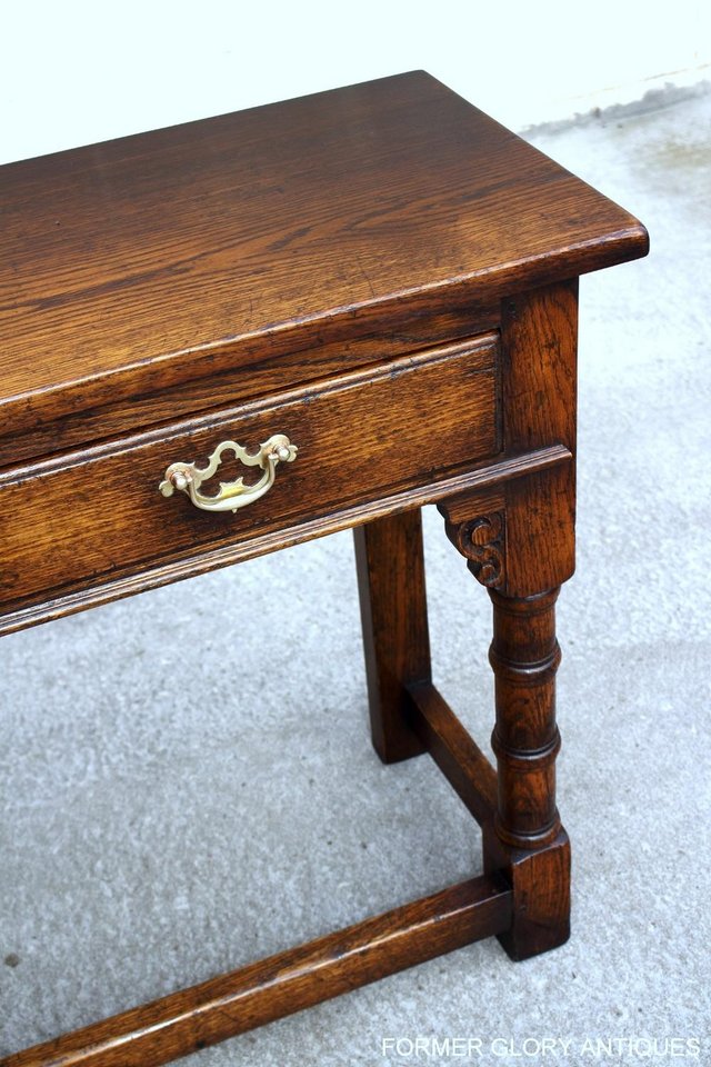 Image 48 of SOLID OAK TWO DRAWER HALL LAMP PHONE CONSOLE TABLE SIDEBOARD