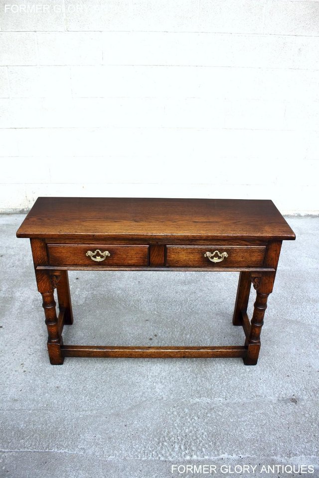 Image 49 of SOLID OAK TWO DRAWER HALL LAMP PHONE CONSOLE TABLE SIDEBOARD