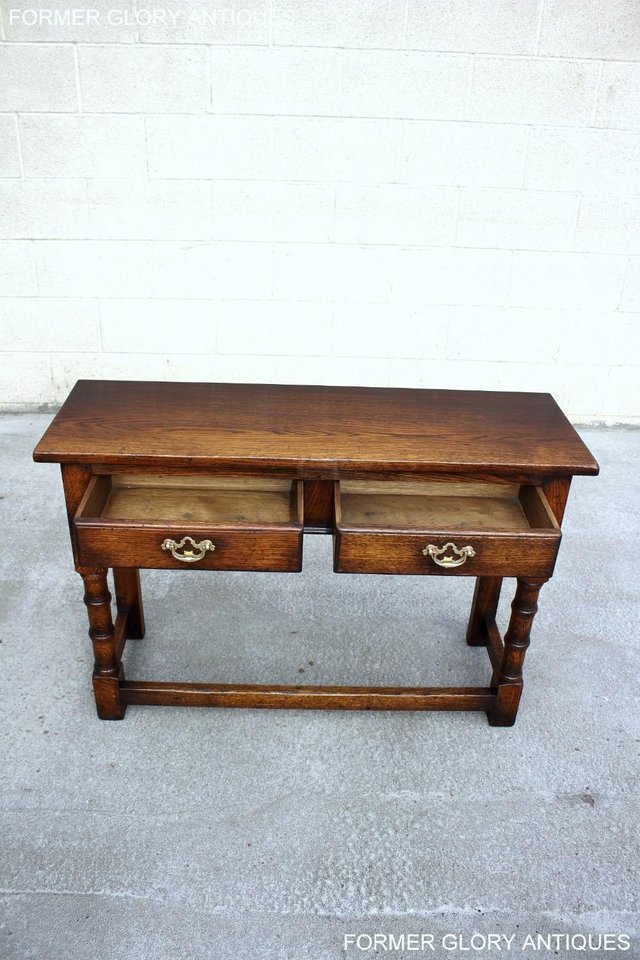 Image 50 of SOLID OAK TWO DRAWER HALL LAMP PHONE CONSOLE TABLE SIDEBOARD