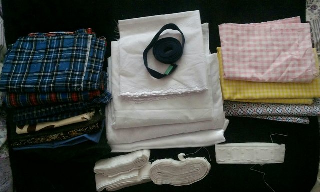 Preview of the first image of Bundle of various pieces of Material/Fabric plus stiffeners.