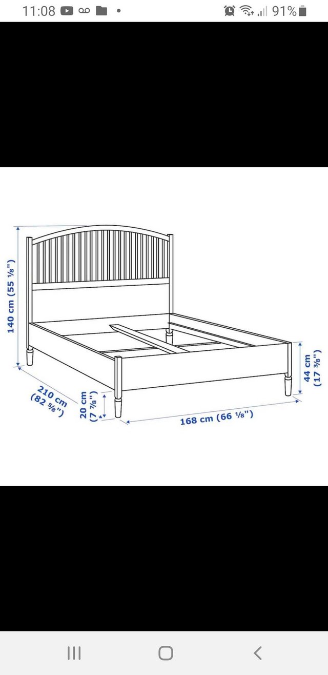 Image 4 of Ikea white colour wooden king size bed frame