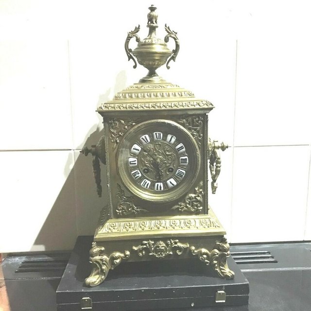 Preview of the first image of French 8 day Brass Gilt clock Victorian.