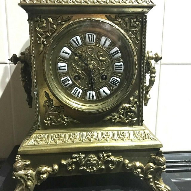 Image 2 of French 8 day Brass Gilt clock Victorian