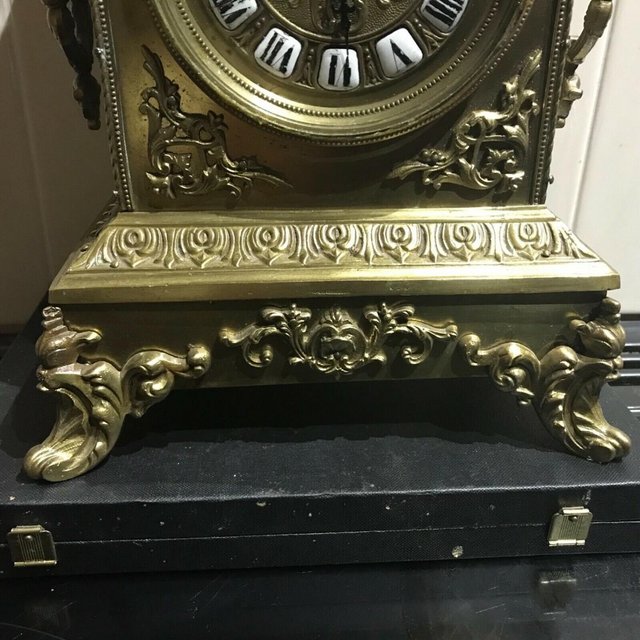 Image 3 of French 8 day Brass Gilt clock Victorian