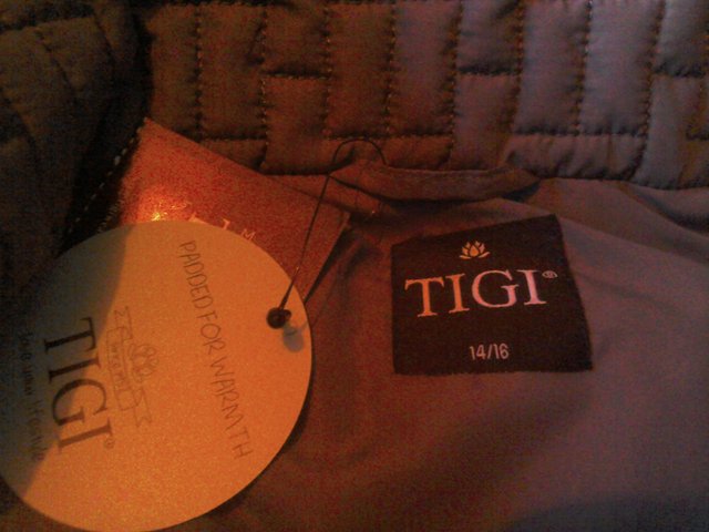 Preview of the first image of Ladies brand new with tags grey padded jacket,size,14/16,tig.