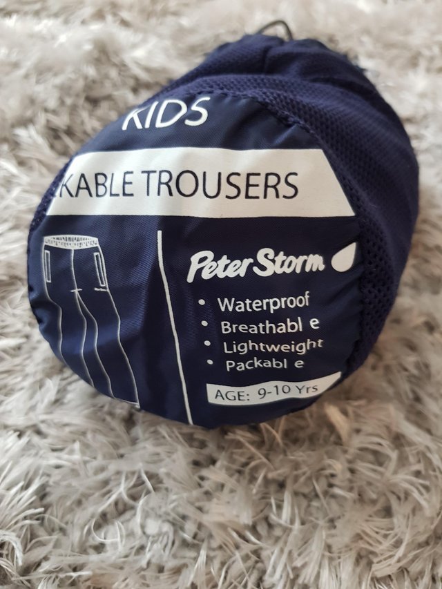 Image 3 of Packable Peter Storm waterproof trousers age 9-10 years