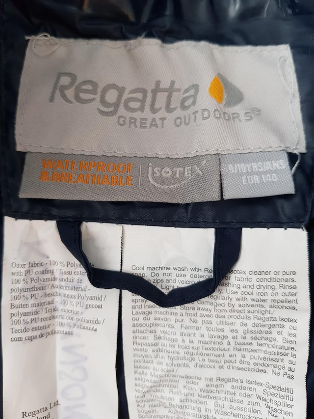 Image 2 of Regatta navy pack away waterproof jacket aged 9-10 years