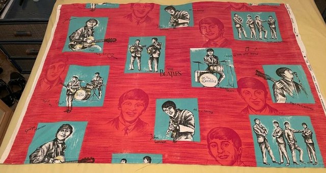Preview of the first image of BEATLES ORIGINAL & VINTAGE DUTCH CURTAIN MATERIAL 46" x 34".