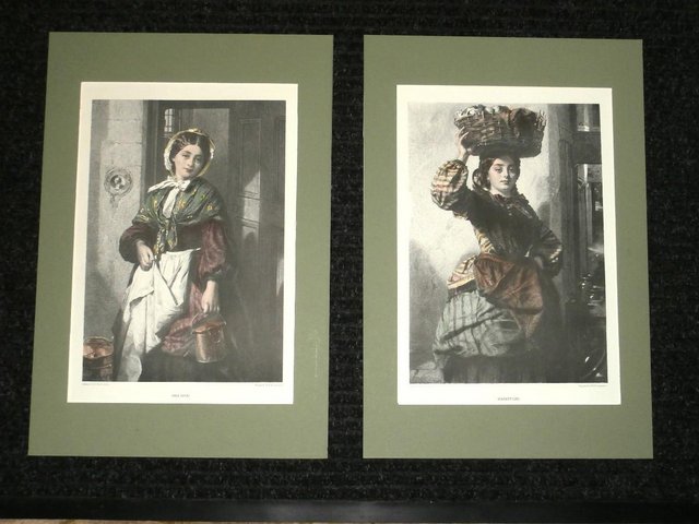 Preview of the first image of MINT ANTIQUE PAIR OF MOUNTED ENGRAVINGS BY W.H. SIMMONS.