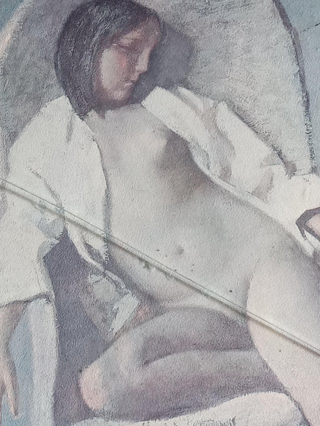Image 2 of Part Naked Lady, pose in a Frame. Broken glass