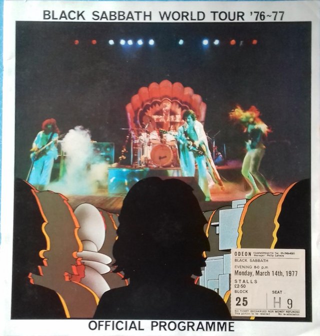 Preview of the first image of 1976-77 Black Sabbath world Tour Program + concert stub..