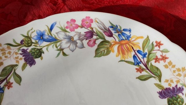 Image 7 of Shelley Bone China Spring Bouquet #13651 Sandwich/Cake Plate