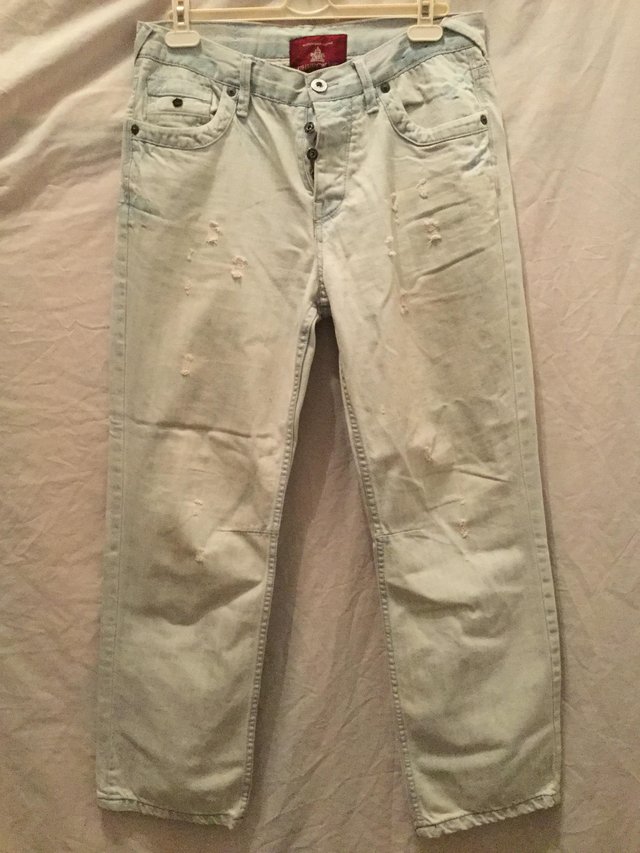 Image 2 of Cherokee washed light blue distressed jeans