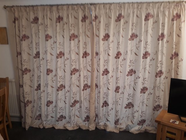 Image 2 of 2 pairs of Dunelm Pencil Pleat Curtains and Tie Backs