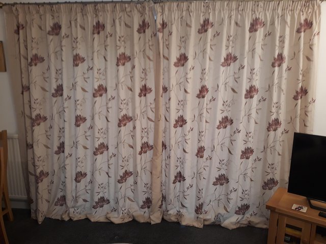 Image 3 of 2 pairs of Dunelm Pencil Pleat Curtains and Tie Backs