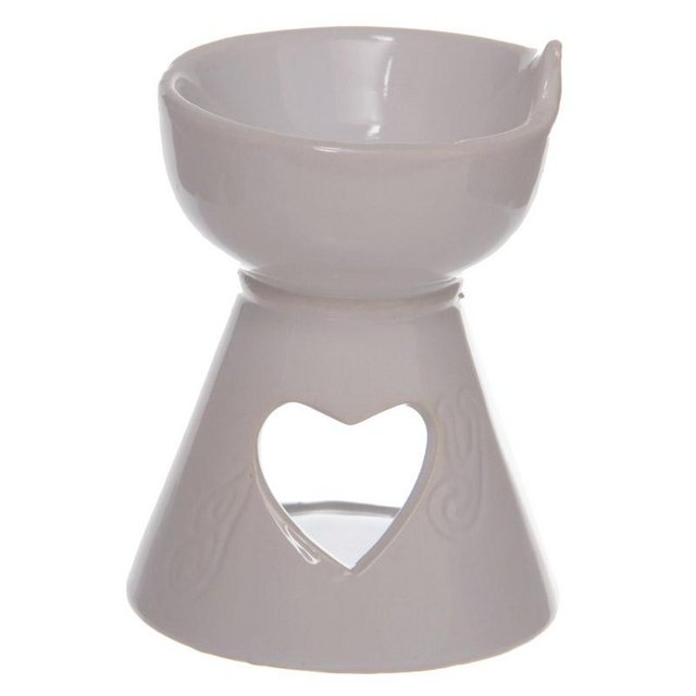 Image 3 of Simple White Heart Cut Out Ceramic Oil Burner.  Free postage