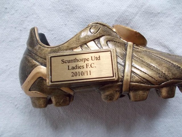 Preview of the first image of Scunthorpe UTD Ladies FC 2010/11 football boot trophy.