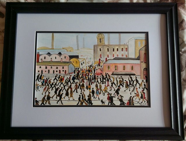 Preview of the first image of A4 Acrylic Print, An Interpretation of Lowry's Going to Work.