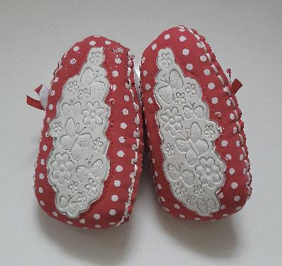 Image 4 of Adorable Red/White Baby Shoes - Age 0-3 Months   BX31