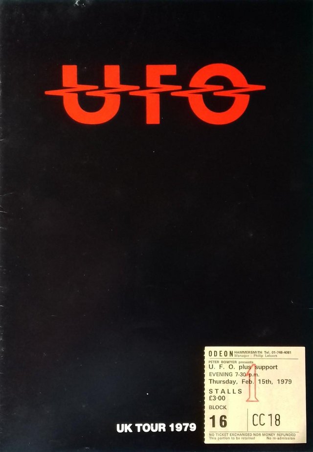 Preview of the first image of UFO ‘Strangers In the Night' 79 Tour Program + concert stub..