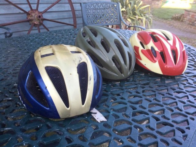 Preview of the first image of Three cycling helmets. Collect or post at cost.