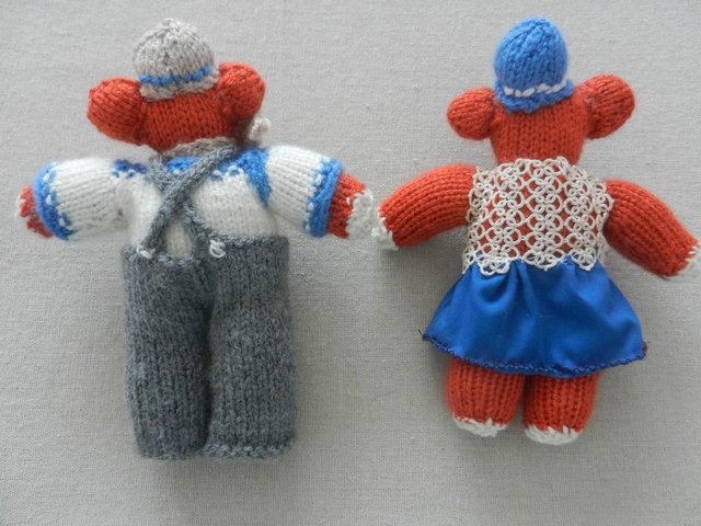 Image 2 of 2 Hand Knitted Wool Teddy Bears New -17cm Tall
