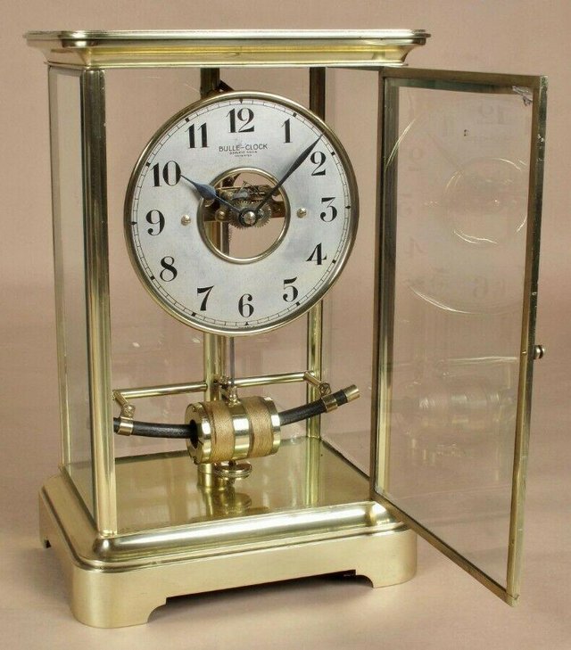 Image 4 of Bulle Electric Four sided glass and brass clock circa 1920's