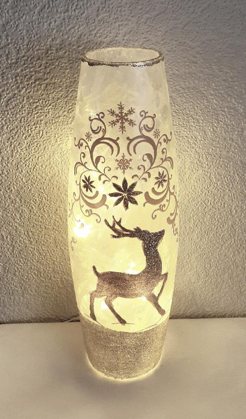 Image 3 of 12 Inch Festive Led Lamp With Gold Glitter Reindeer  BX38