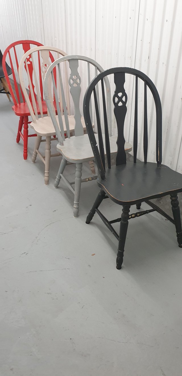 Image 13 of Farmhousestyle wheelback wooden dining chairs x 4