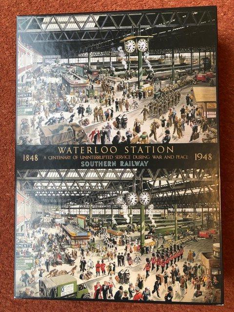 Preview of the first image of GIBSONS 1000 PIECE JIGSAW PUZZLE WATERLOO STATION CENTENARY.