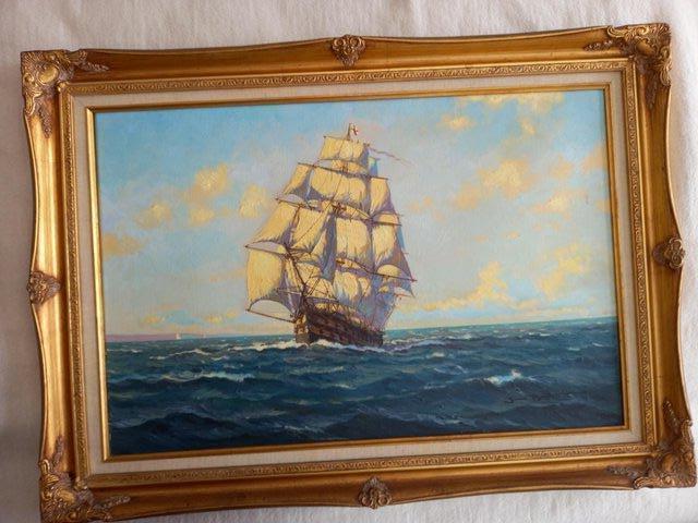 Preview of the first image of Marine oil painting of HMS Tonnant by James Brereton.