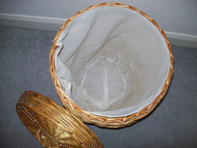 Preview of the first image of Vintage Wicker Basket With Lid (Laundry, toys etc).