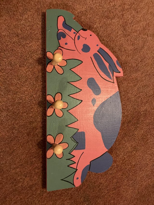 Preview of the first image of Rabbit themed coat hook plaque.