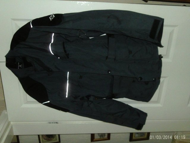 Image 2 of motor bike jacket dark grey and black