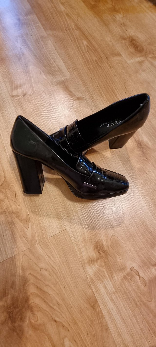 Image 2 of Women's black patent loafer shoes