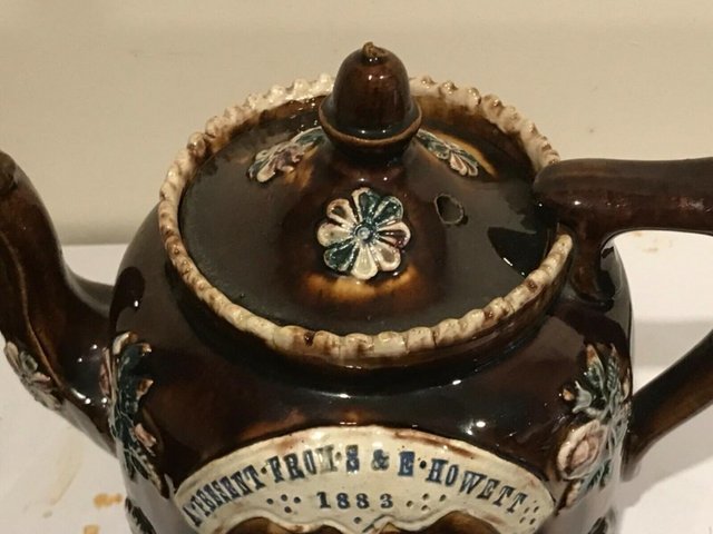 Image 2 of Barge ware teapot 1883 fantastic Victorian