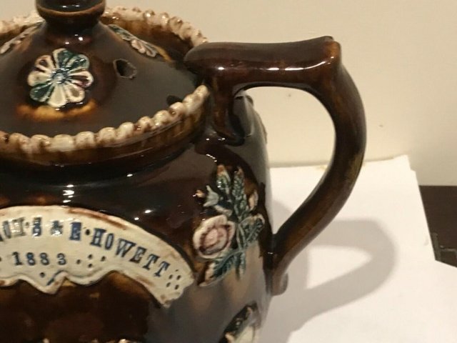 Image 3 of Barge ware teapot 1883 fantastic Victorian