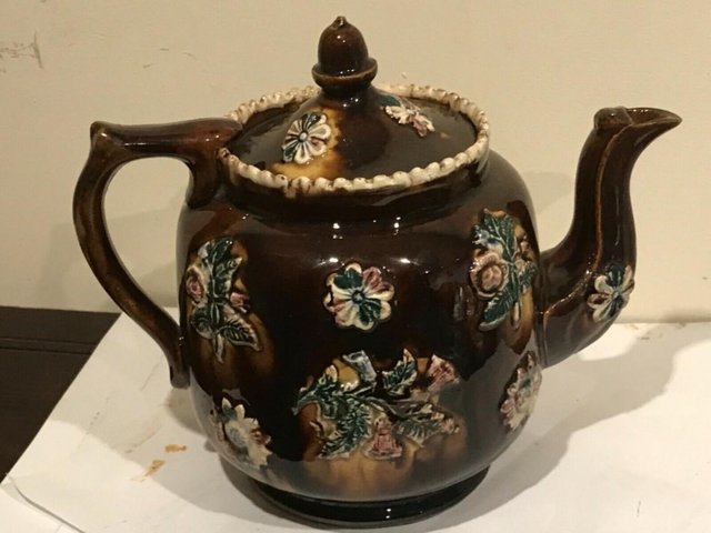 Image 5 of Barge ware teapot 1883 fantastic Victorian